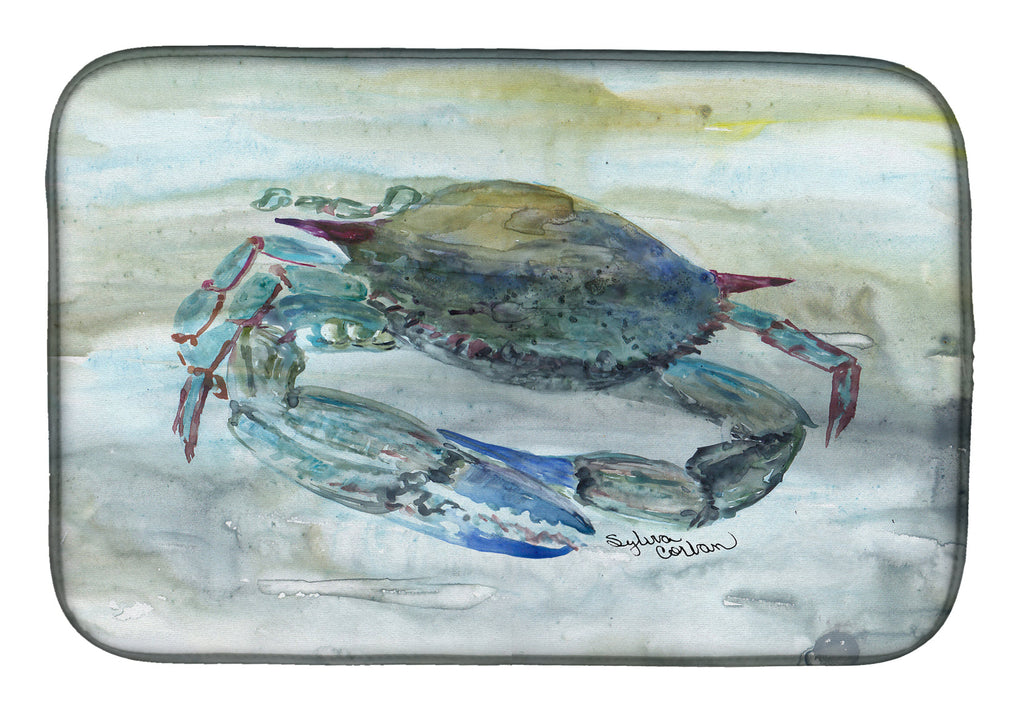 Blue Crab Watercolor Dish Drying Mat Absorbent Dish Drying Mat Pad for Kitchen Counter Dish Drainer Mat for Countertop, 14 x 21", Multicolor