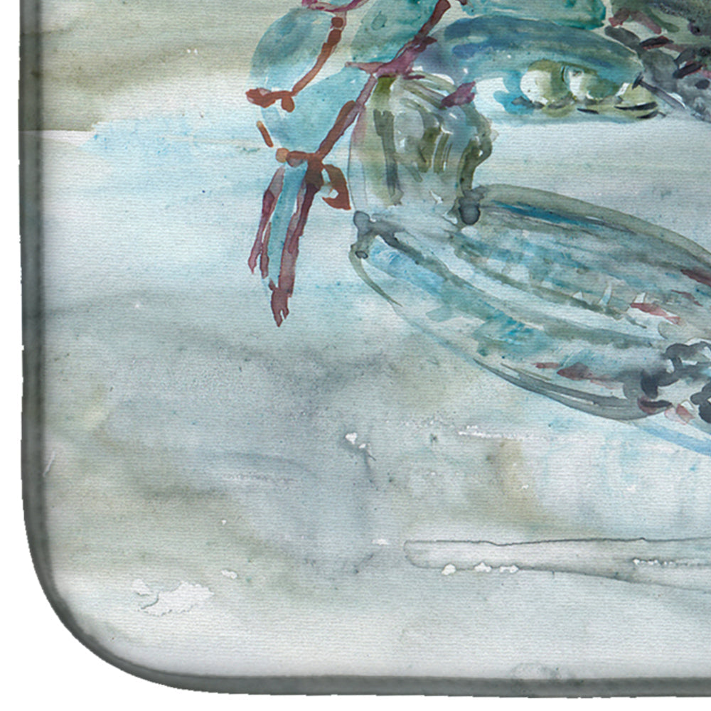 Blue Crab Watercolor Dish Drying Mat Absorbent Dish Drying Mat Pad for Kitchen Counter Dish Drainer Mat for Countertop, 14 x 21", Multicolor