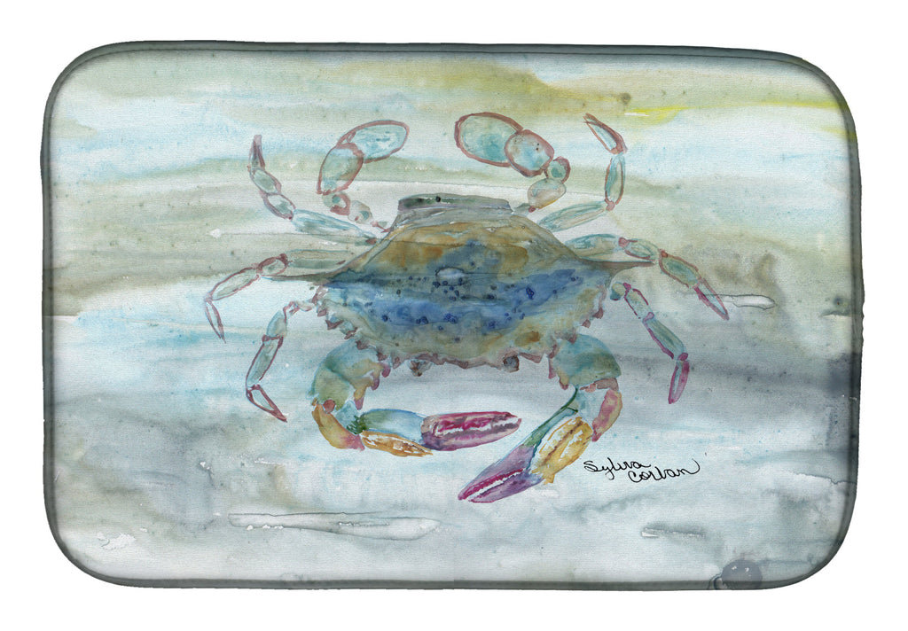 Female Blue Crab Watercolor Dish Drying Mat Absorbent Dish Drying Mat Pad for Kitchen Counter Dish Drainer Mat for Countertop, 14 x 21", Multicolor