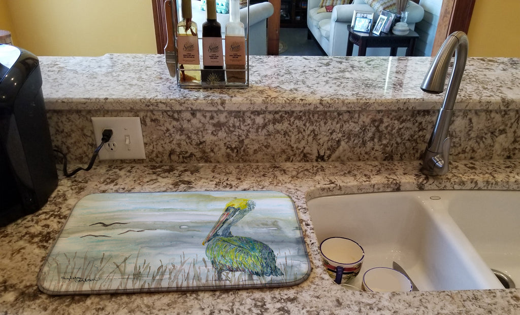 Pelican Watercolor Dish Drying Mat Absorbent Dish Drying Mat Pad for Kitchen Counter Dish Drainer Mat for Countertop, 14 x 21", Multicolor