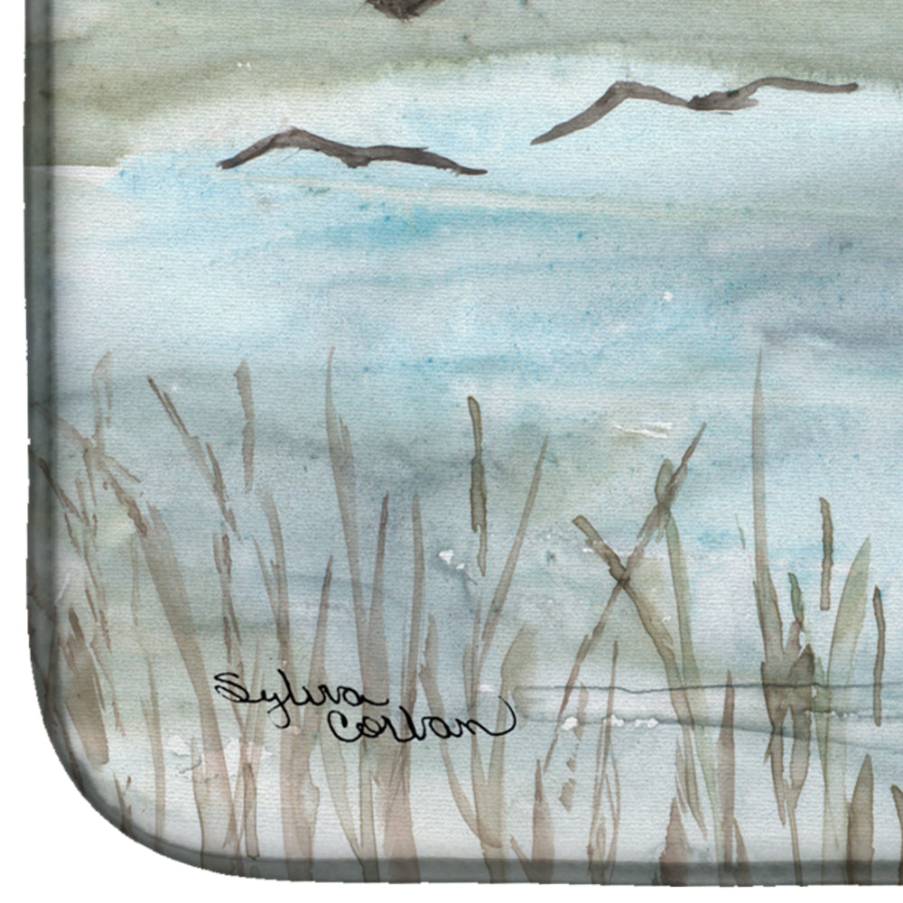 Brown Pelican Watercolor Dish Drying Mat Absorbent Dish Drying Mat Pad for Kitchen Counter Dish Drainer Mat for Countertop, 14 x 21", Multicolor