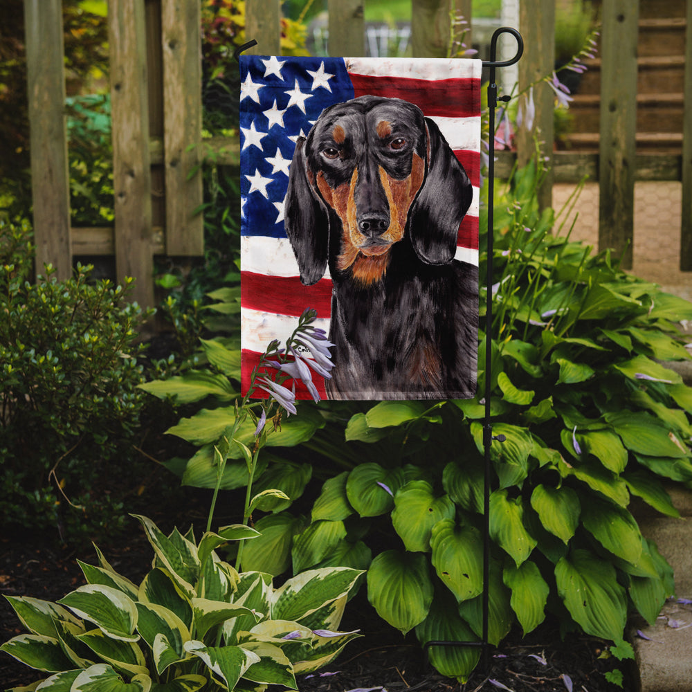 USA American Flag with Dachshund Garden Flag Mailbox Decorative Yard Banner Outside Patio Artwork for Flower Beds, Garden Size, Multicolor