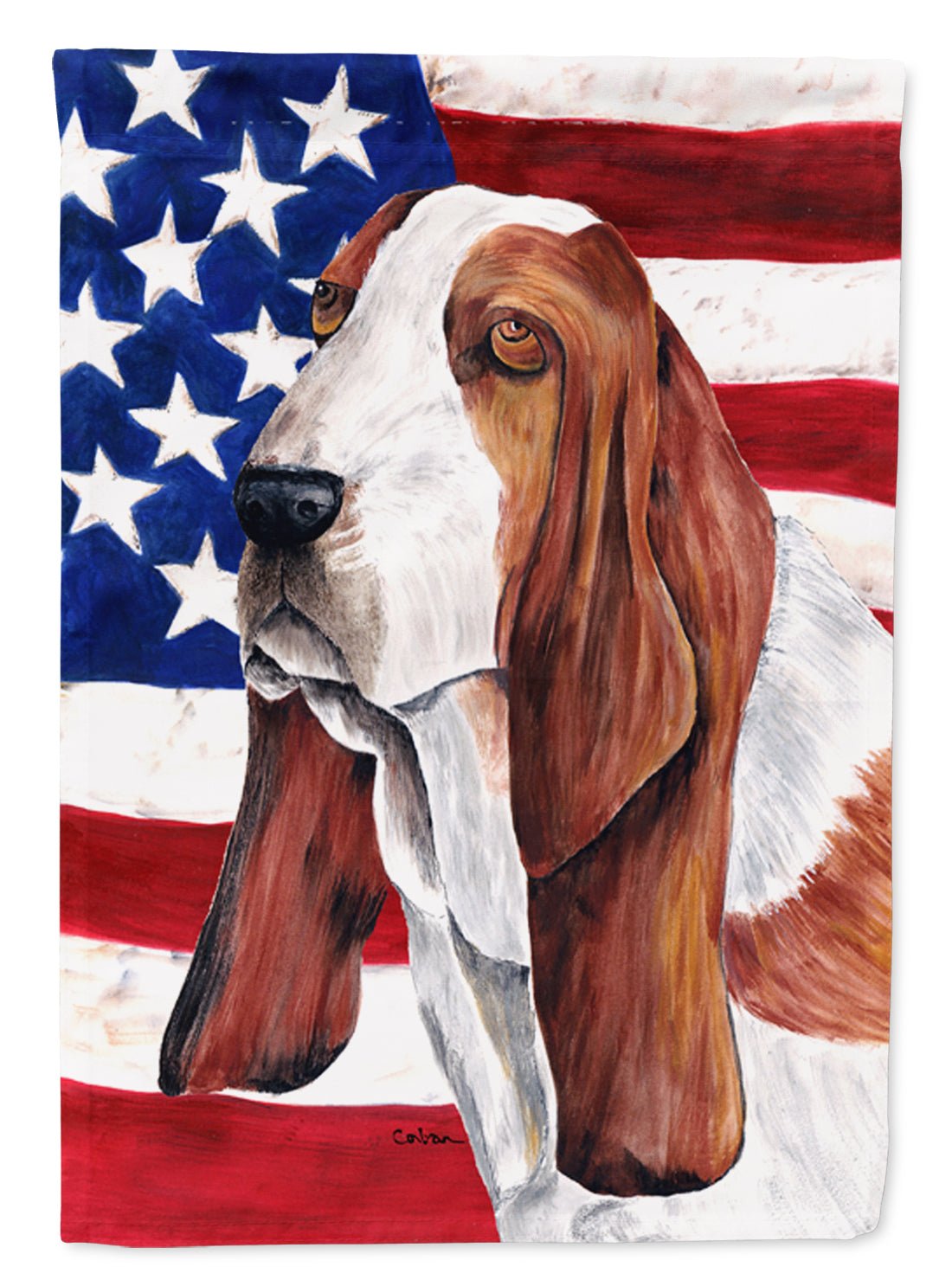 USA American Flag with Basset Hound Garden Flag Mailbox Decorative Yard Banner Outside Patio Artwork for Flower Beds, Garden Size, Multicolor