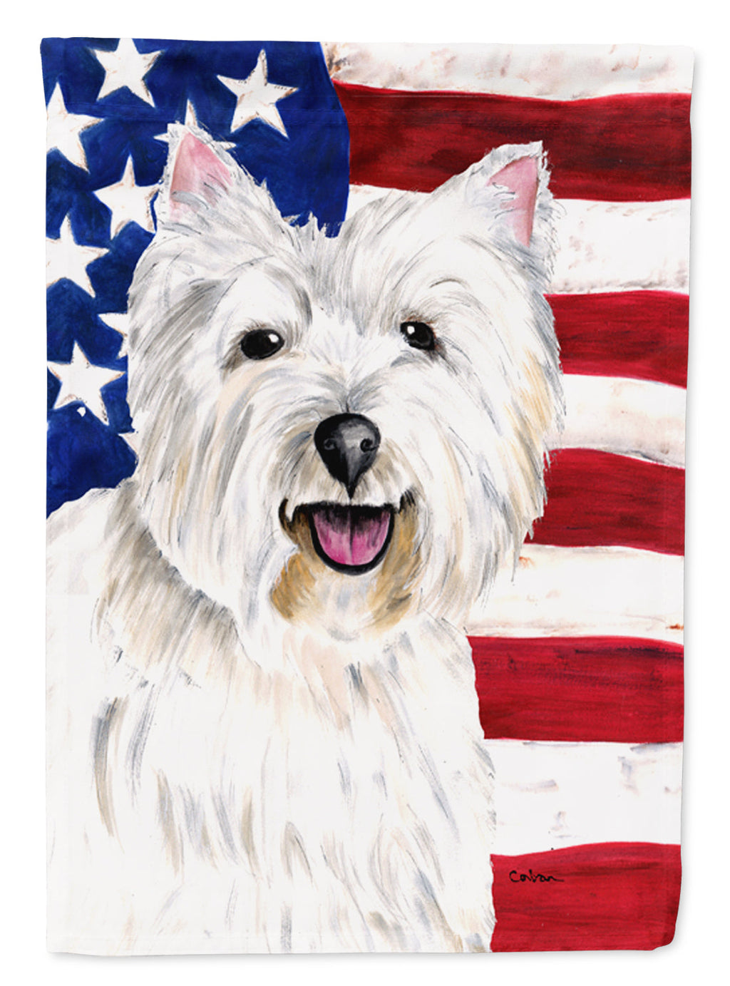 USA American Flag with Westie Garden Flag Mailbox Decorative Yard Banner Outside Patio Artwork for Flower Beds, Garden Size, Multicolor