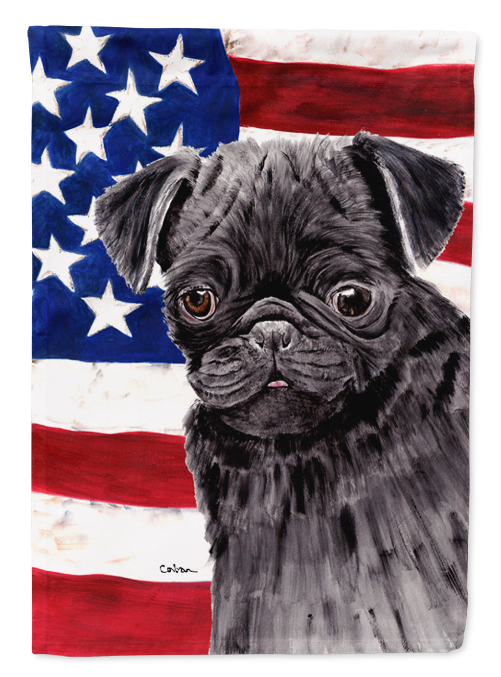 USA American Flag with Pug Garden Flag Mailbox Decorative Yard Banner Outside Patio Artwork for Flower Beds, Garden Size, Multicolor