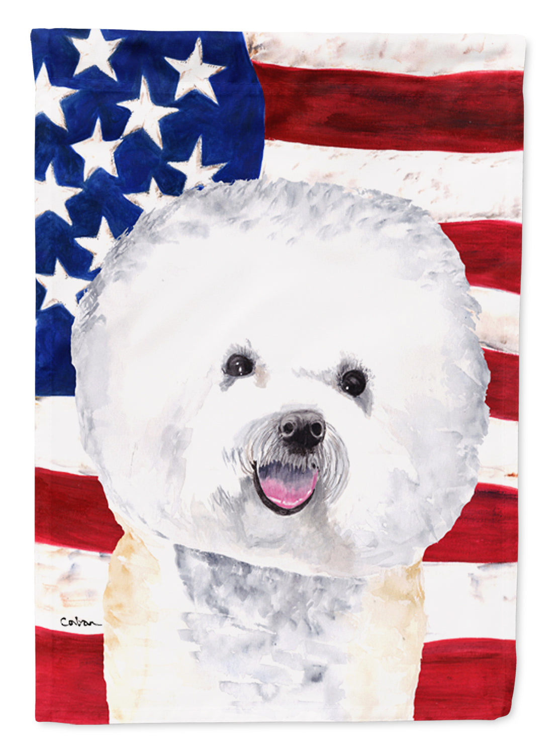 USA American Flag with Bichon Frise Garden Flag Mailbox Decorative Yard Banner Outside Patio Artwork for Flower Beds, Garden Size, Multicolor