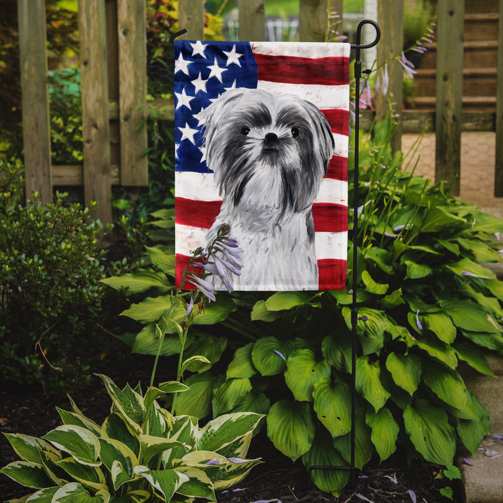 USA American Flag with Shih Tzu Garden Flag Mailbox Decorative Yard Banner Outside Patio Artwork for Flower Beds, Garden Size, Multicolor