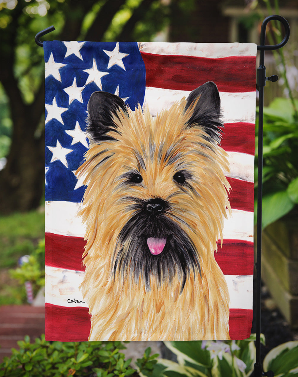 USA American Flag with Cairn Terrier Garden Flag Mailbox Decorative Yard Banner Outside Patio Artwork for Flower Beds, Garden Size, Multicolor
