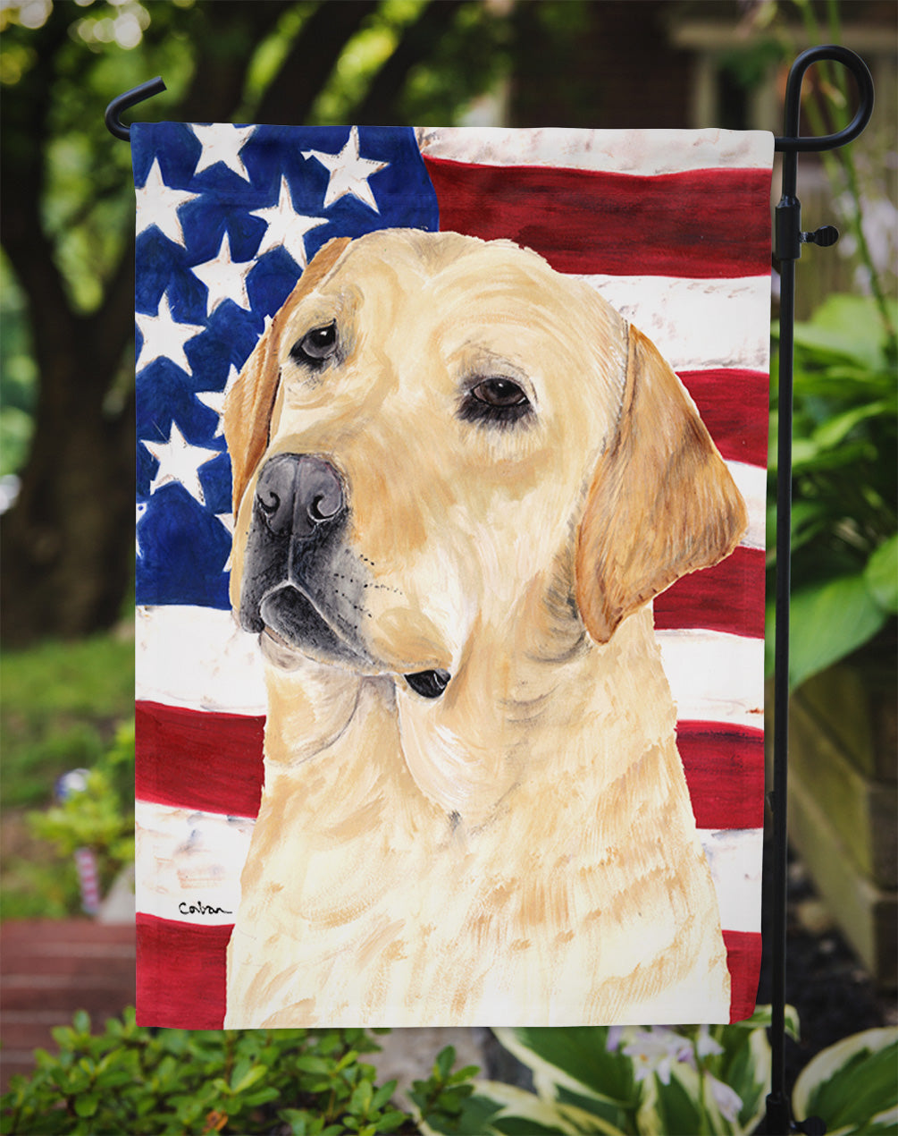 USA American Flag with Labrador Garden Flag Mailbox Decorative Yard Banner Outside Patio Artwork for Flower Beds, Garden Size, Multicolor