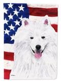 USA American Flag with American Eskimo Garden Flag Mailbox Decorative Yard Banner Outside Patio Artwork for Flower Beds, Garden Size, Multicolor