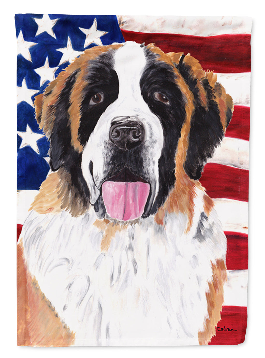 USA American Flag with Saint Bernard Garden Flag Mailbox Decorative Yard Banner Outside Patio Artwork for Flower Beds, Garden Size, Multicolor