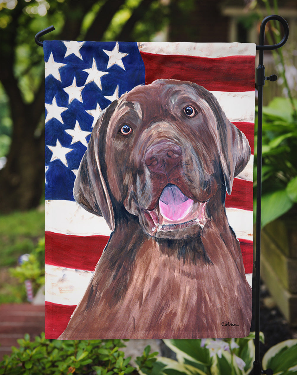 USA American Flag with Labrador Garden Flag Mailbox Decorative Yard Banner Outside Patio Artwork for Flower Beds, Garden Size, Multicolor