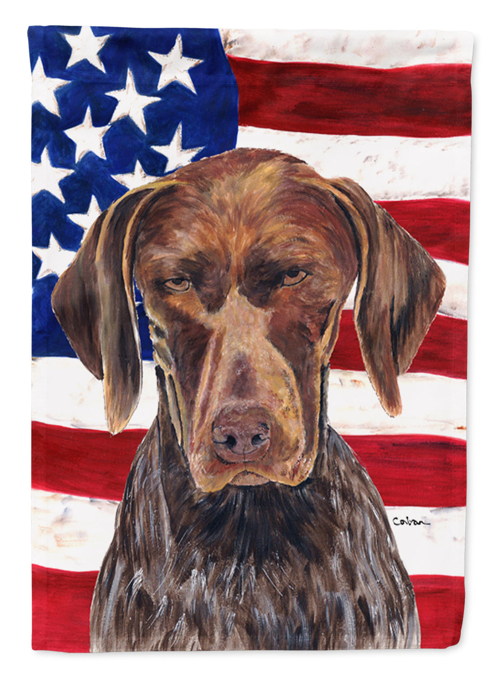 USA American Flag with German Shorthaired Pointer Garden Flag Mailbox Decorative Yard Banner Outside Patio Artwork for Flower Beds, Garden Size, Multicolor