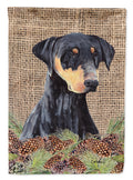 Doberman Faux Burlap and Pine cones Garden Flag Mailbox Decorative Yard Banner Outside Patio Artwork for Flower Beds, Garden Size, Multicolor