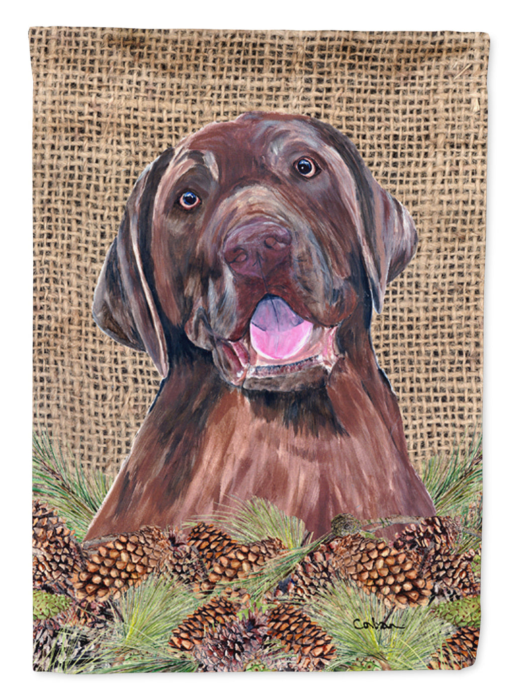Labrador Faux Burlap and Pine cones Garden Flag Mailbox Decorative Yard Banner Outside Patio Artwork for Flower Beds, Garden Size, Multicolor