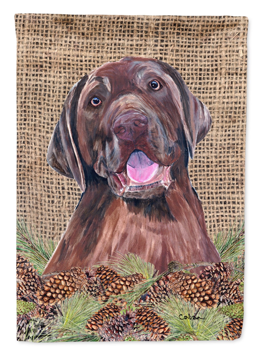 Labrador Faux Burlap and Pine cones Garden Flag Mailbox Decorative Yard Banner Outside Patio Artwork for Flower Beds, Garden Size, Multicolor