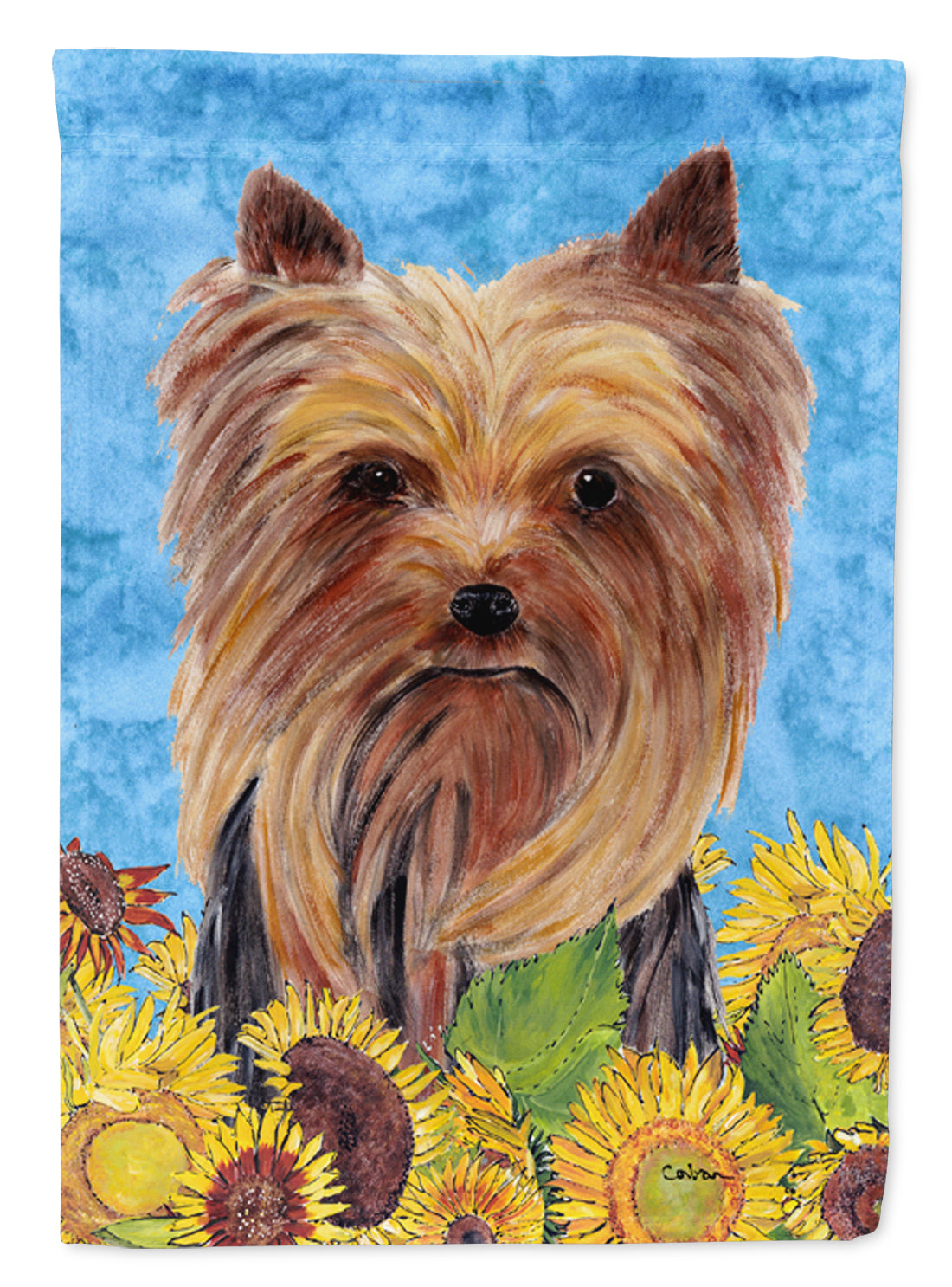 Yorkie in Summer Flowers Garden Flag Mailbox Decorative Yard Banner Outside Patio Artwork for Flower Beds, Garden Size, Multicolor