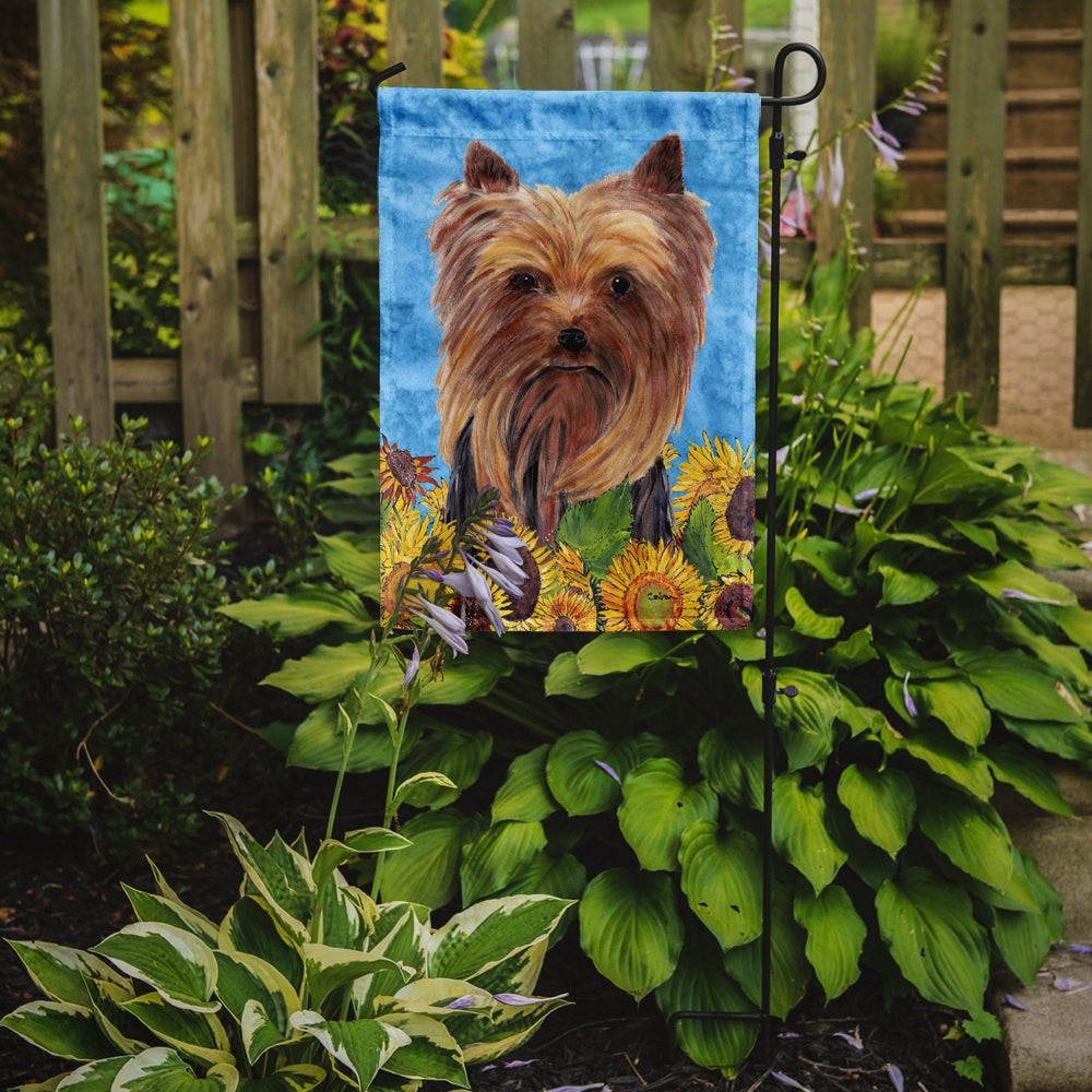 Yorkie in Summer Flowers Garden Flag Mailbox Decorative Yard Banner Outside Patio Artwork for Flower Beds, Garden Size, Multicolor