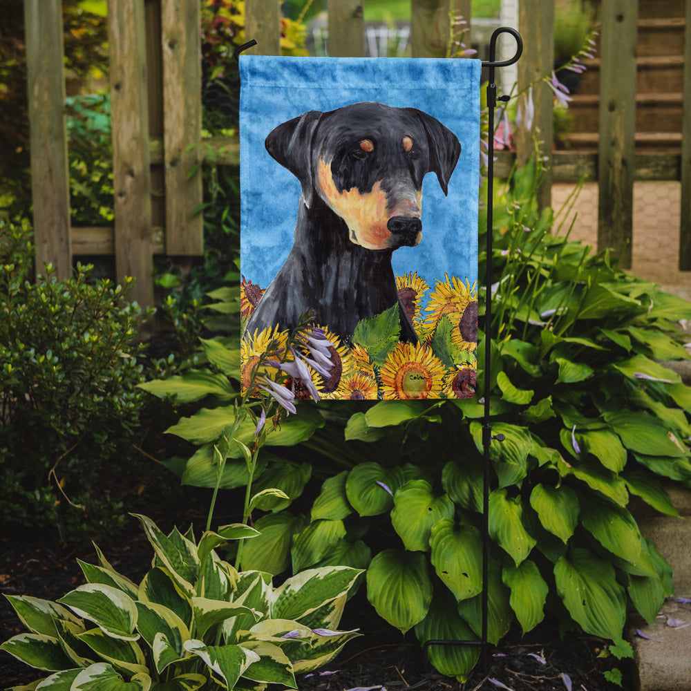 Doberman in Summer Flowers Garden Flag Mailbox Decorative Yard Banner Outside Patio Artwork for Flower Beds, Garden Size, Multicolor