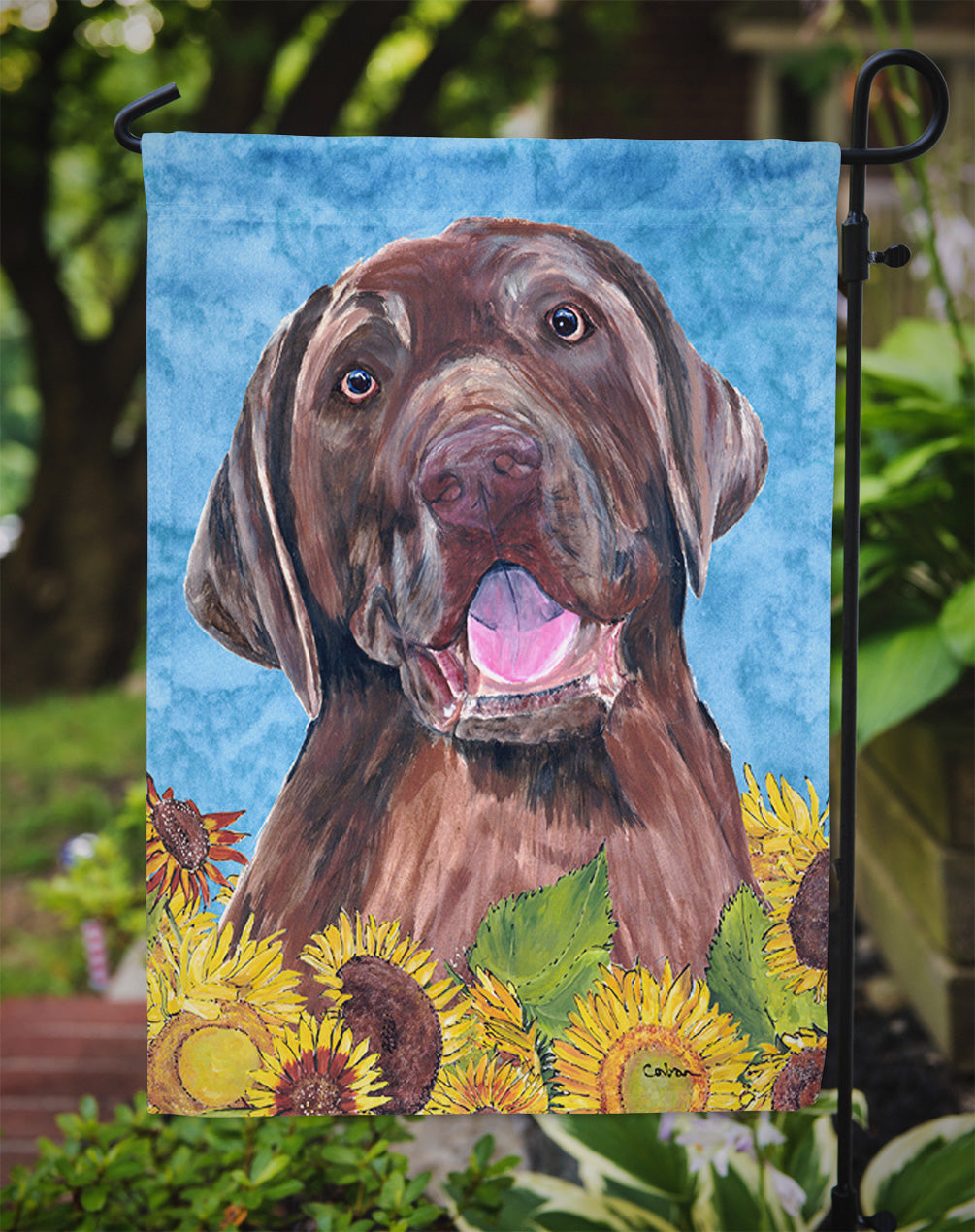 Labrador in Summer Flowers Garden Flag Mailbox Decorative Yard Banner Outside Patio Artwork for Flower Beds, Garden Size, Multicolor