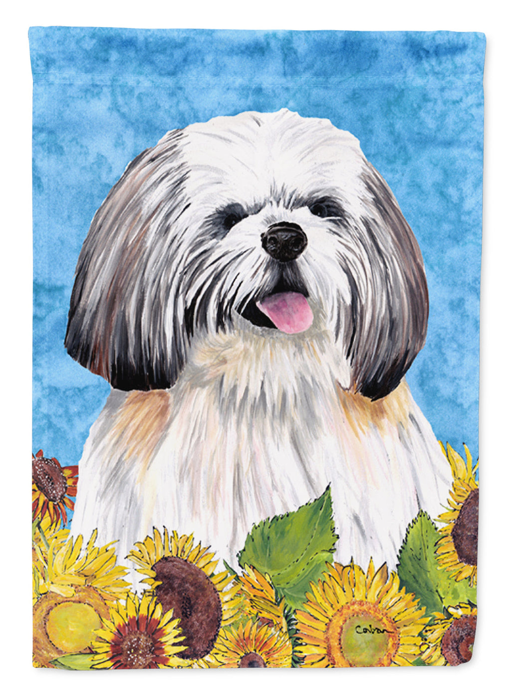 Shih Tzu in Summer Flowers Garden Flag Mailbox Decorative Yard Banner Outside Patio Artwork for Flower Beds, Garden Size, Multicolor
