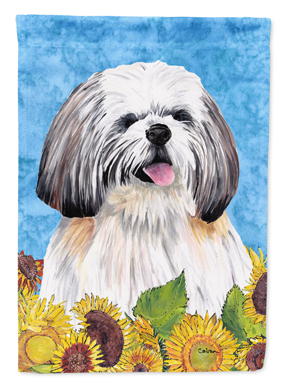 Shih Tzu in Summer Flowers Garden Flag Mailbox Decorative Yard Banner Outside Patio Artwork for Flower Beds, Garden Size, Multicolor
