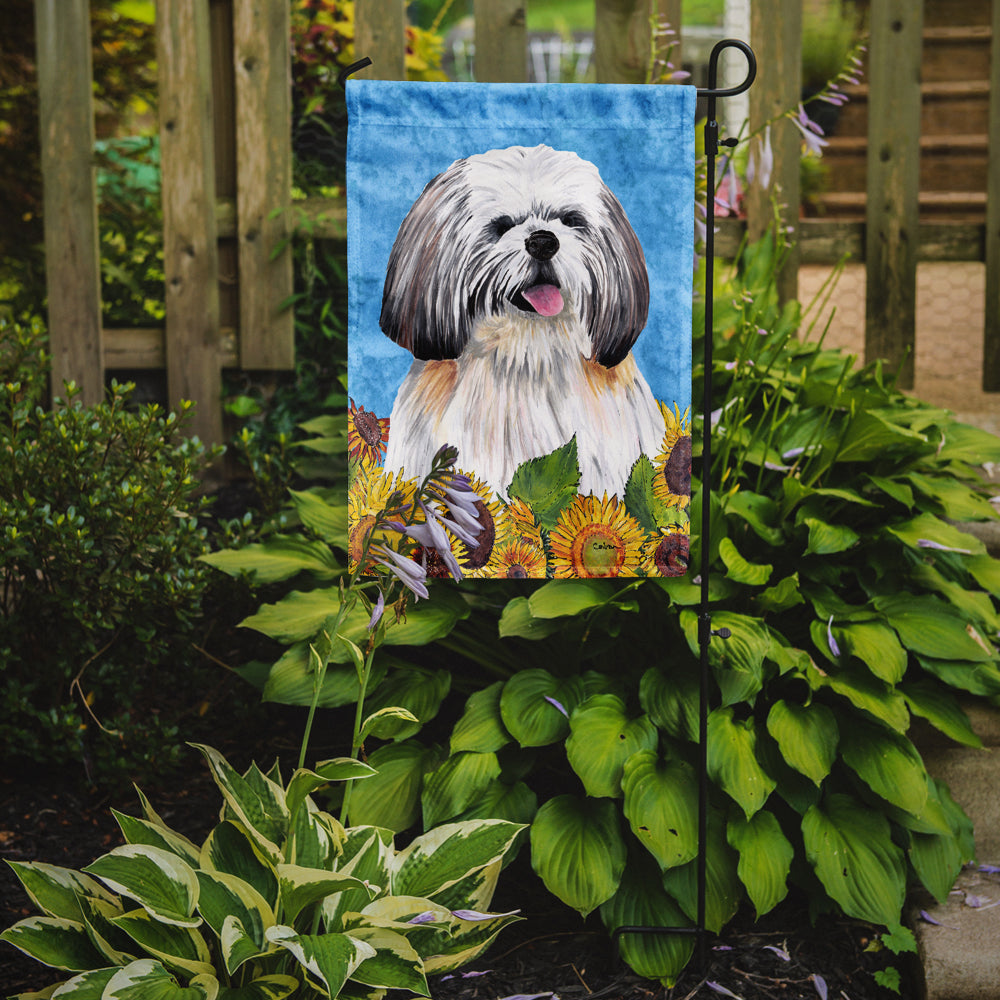 Shih Tzu in Summer Flowers Garden Flag Mailbox Decorative Yard Banner Outside Patio Artwork for Flower Beds, Garden Size, Multicolor