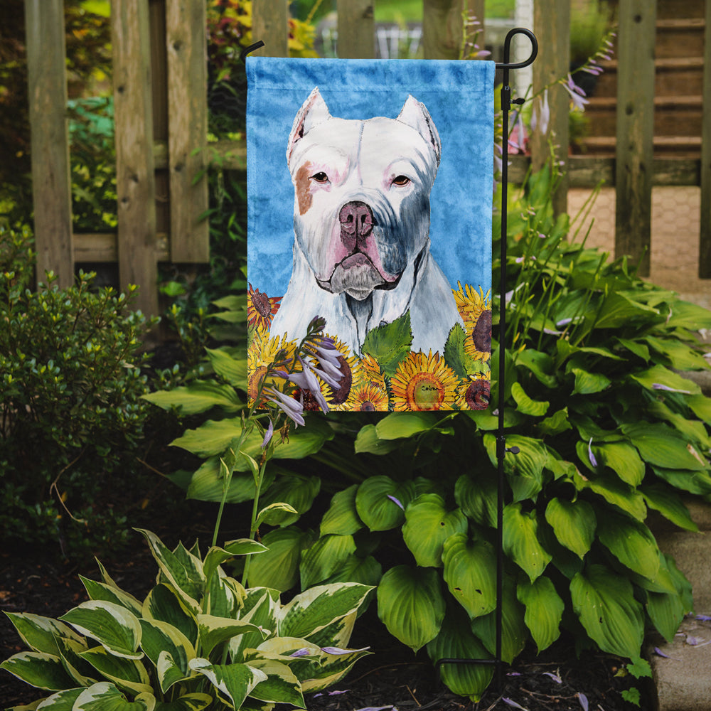 Pit Bull in Summer Flowers Garden Flag Mailbox Decorative Yard Banner Outside Patio Artwork for Flower Beds, Garden Size, Multicolor