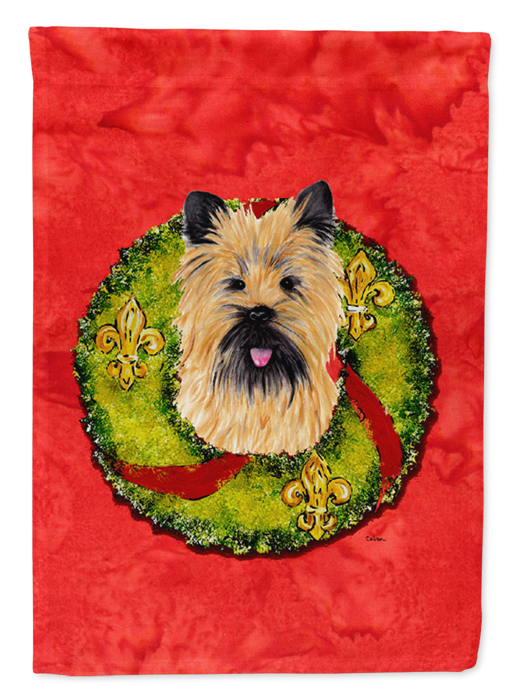 Cairn Terrier Christmas Wreath Garden Flag Mailbox Decorative Yard Banner Outside Patio Artwork for Flower Beds, Garden Size, Multicolor
