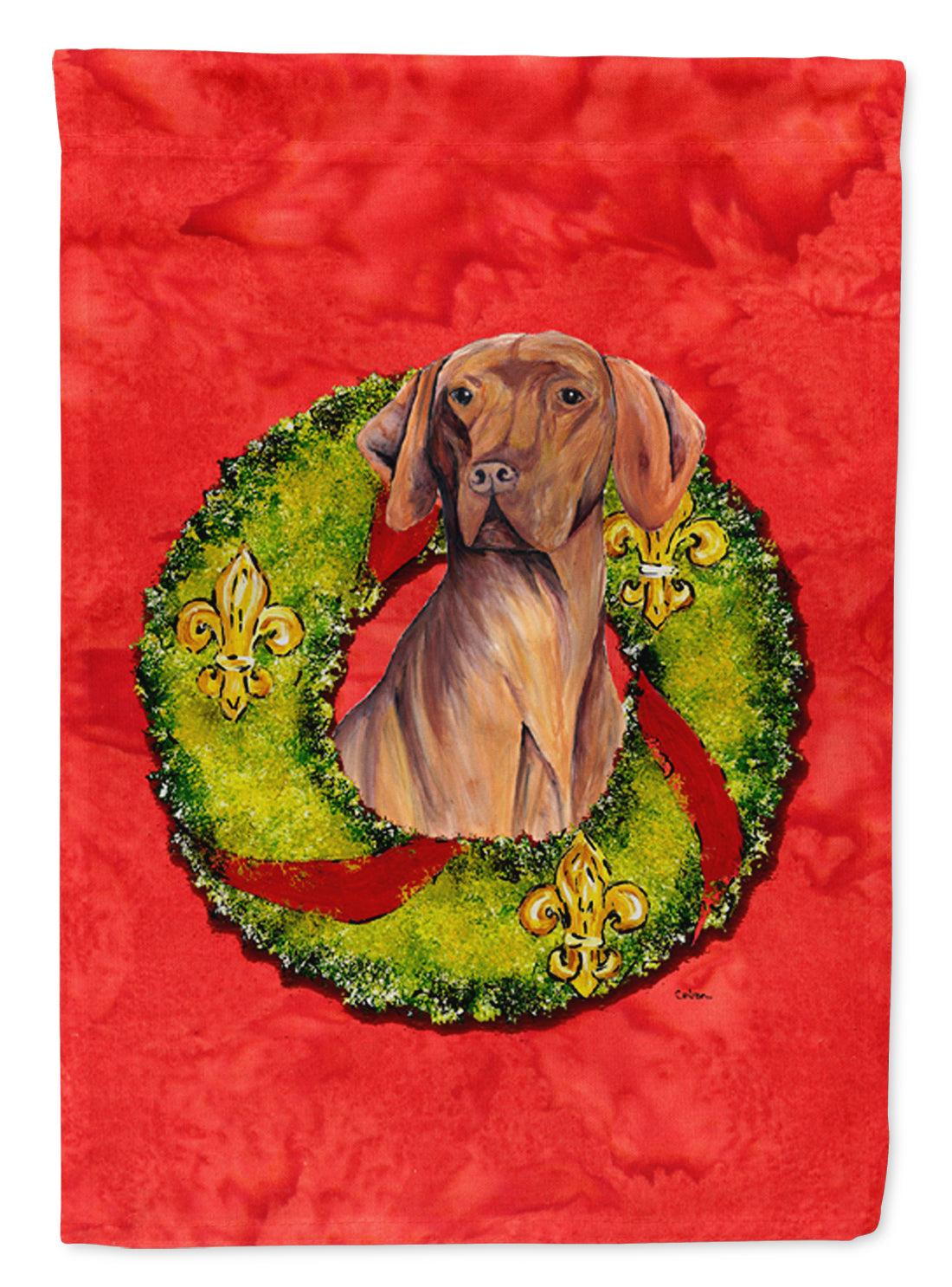 Vizsla Christmas Wreath Garden Flag Mailbox Decorative Yard Banner Outside Patio Artwork for Flower Beds, Garden Size, Multicolor