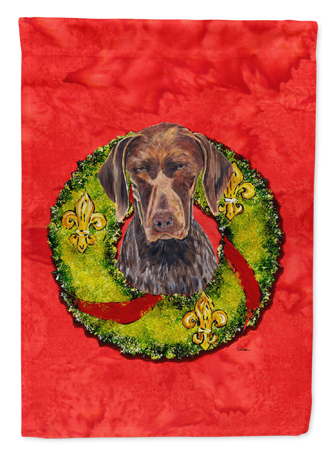 German Shorthaired Pointer Christmas Wreath Garden Flag Mailbox Decorative Yard Banner Outside Patio Artwork for Flower Beds, Garden Size, Multicolor