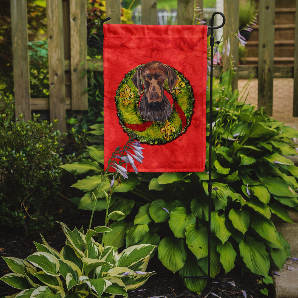 German Shorthaired Pointer Christmas Wreath Garden Flag Mailbox Decorative Yard Banner Outside Patio Artwork for Flower Beds, Garden Size, Multicolor