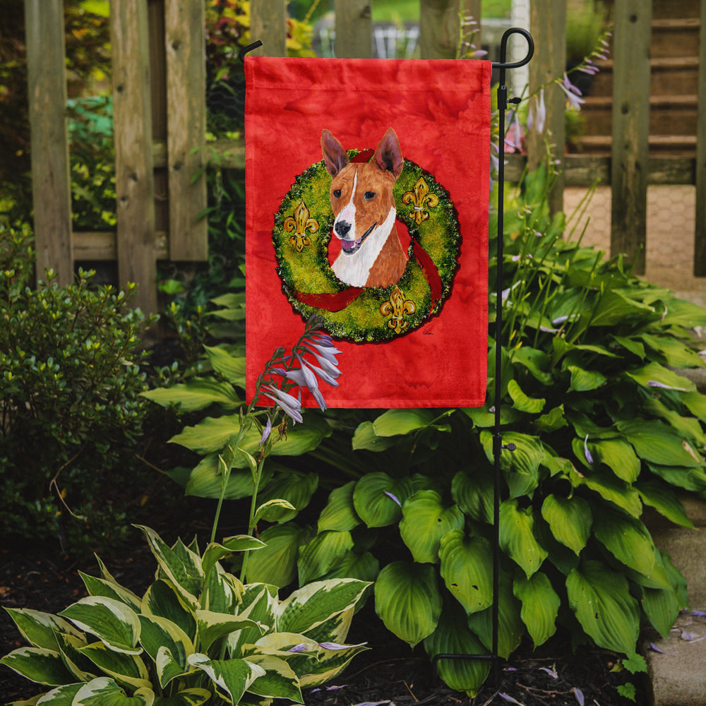 Basenji Christmas Wreath Garden Flag Mailbox Decorative Yard Banner Outside Patio Artwork for Flower Beds, Garden Size, Multicolor