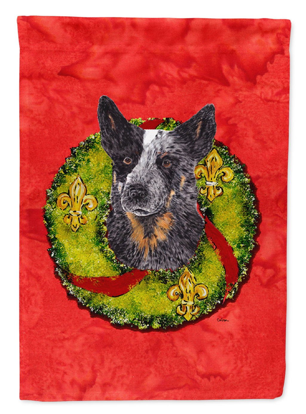 Australian Cattle Dog Christmas Wreath Garden Flag Mailbox Decorative Yard Banner Outside Patio Artwork for Flower Beds, Garden Size, Multicolor