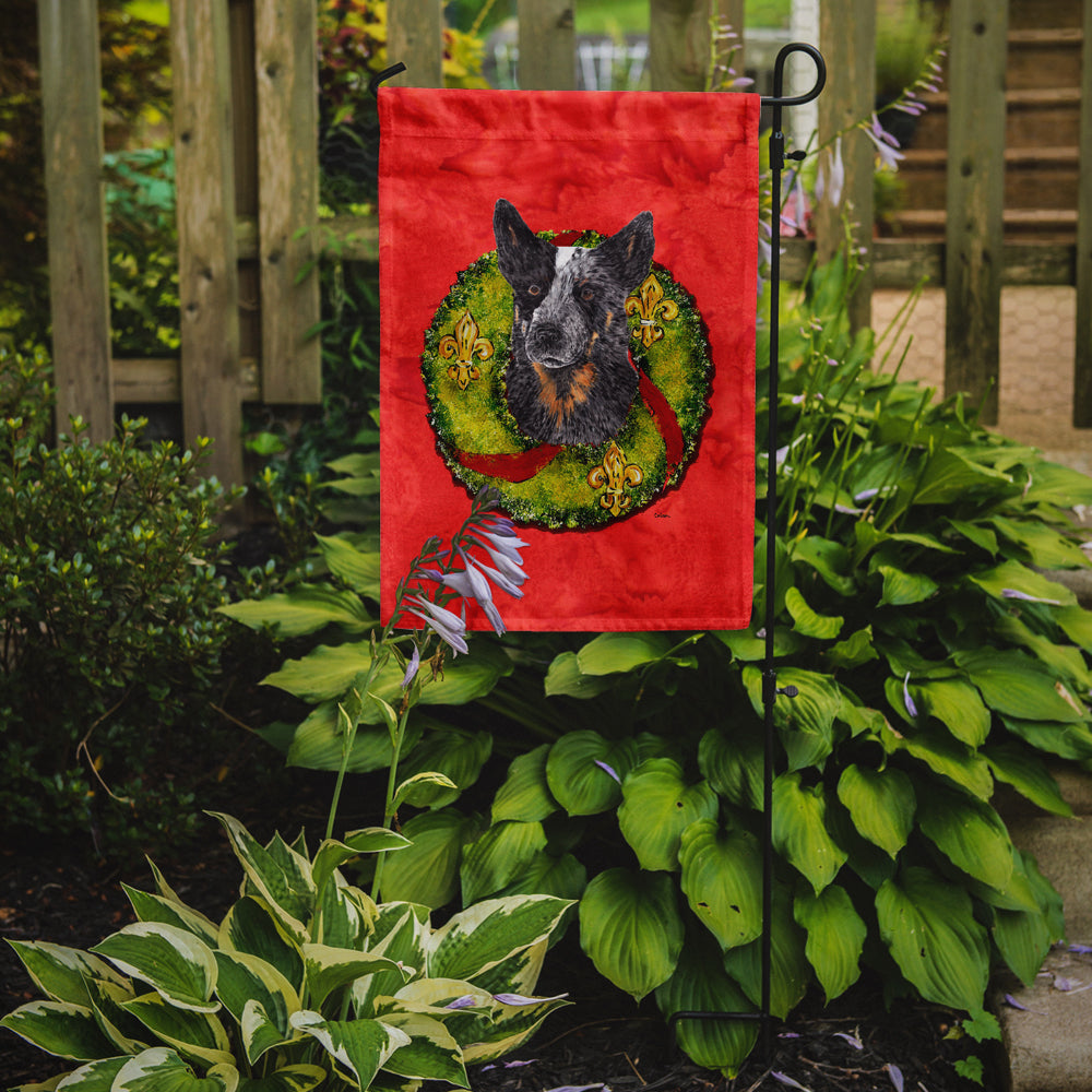 Australian Cattle Dog Christmas Wreath Garden Flag Mailbox Decorative Yard Banner Outside Patio Artwork for Flower Beds, Garden Size, Multicolor