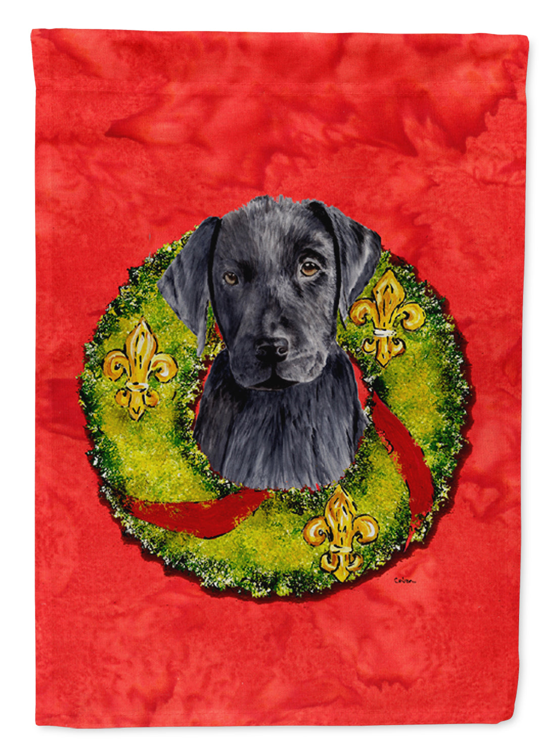 Labrador Christmas Wreath Garden Flag Mailbox Decorative Yard Banner Outside Patio Artwork for Flower Beds, Garden Size, Multicolor