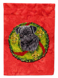 Pug Christmas Wreath Garden Flag Mailbox Decorative Yard Banner Outside Patio Artwork for Flower Beds, Garden Size, Multicolor