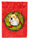 Bulldog English Christmas Wreath Garden Flag Mailbox Decorative Yard Banner Outside Patio Artwork for Flower Beds, Garden Size, Multicolor