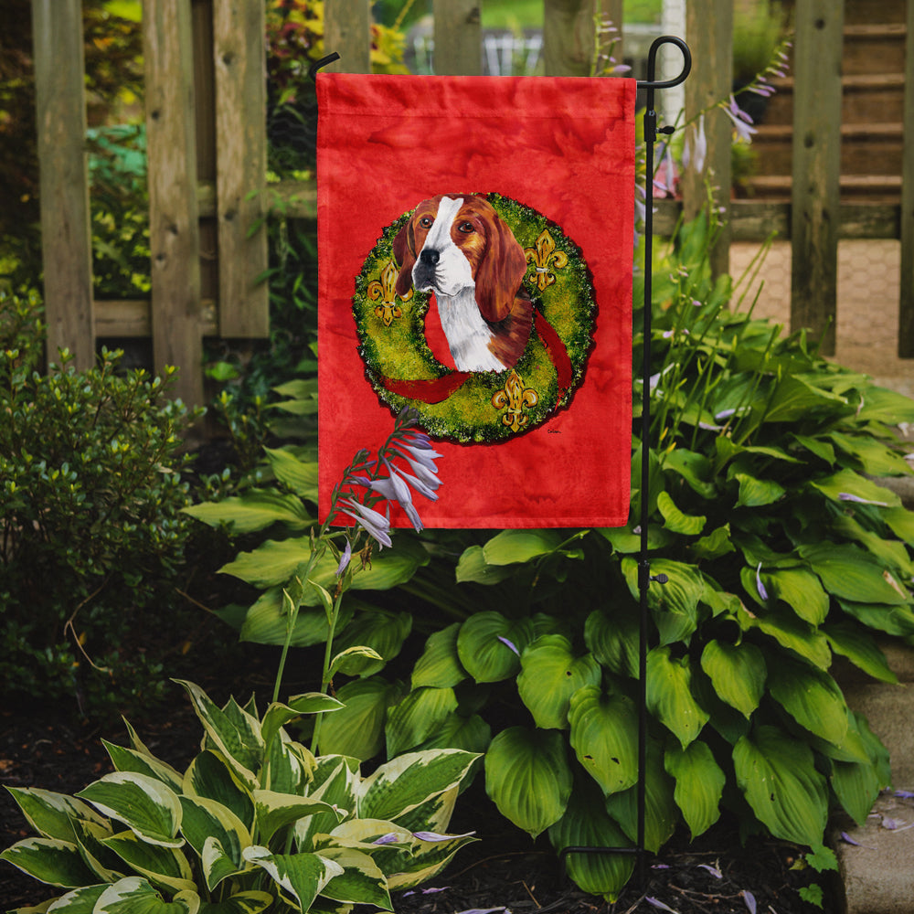 Beagle Christmas Wreath Garden Flag Mailbox Decorative Yard Banner Outside Patio Artwork for Flower Beds, Garden Size, Multicolor