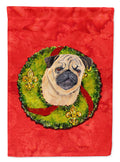 Pug Christmas Wreath Garden Flag Mailbox Decorative Yard Banner Outside Patio Artwork for Flower Beds, Garden Size, Multicolor