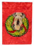 Airedale Christmas Wreath Garden Flag Mailbox Decorative Yard Banner Outside Patio Artwork for Flower Beds, Garden Size, Multicolor