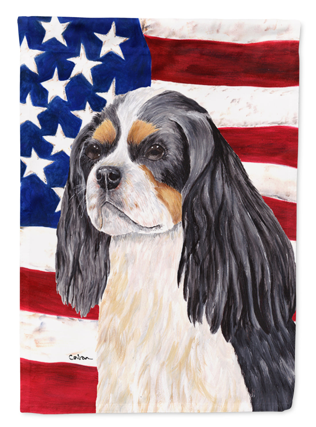 USA American Flag with Cavalier Spaniel Garden Flag Mailbox Decorative Yard Banner Outside Patio Artwork for Flower Beds, Garden Size, Multicolor
