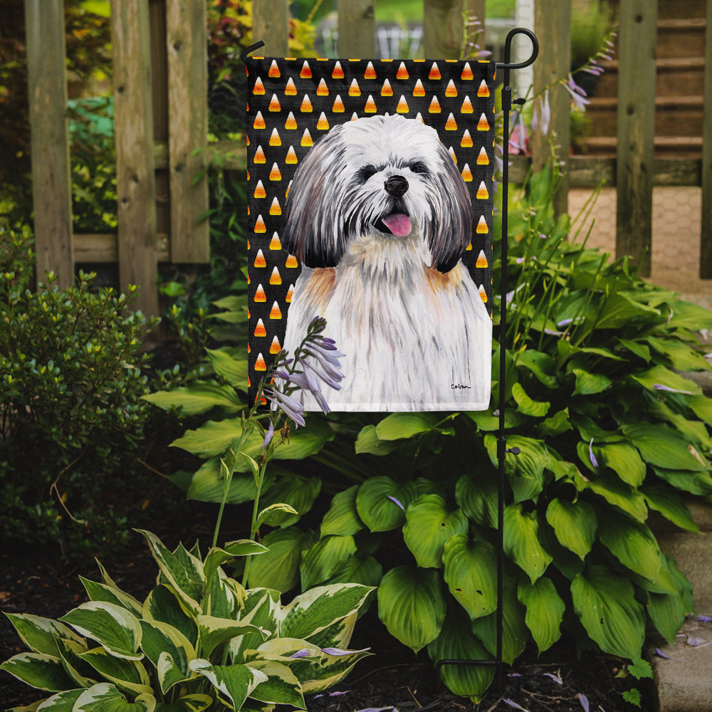 Shih Tzu Candy Corn Halloween Portrait Garden Flag Mailbox Decorative Yard Banner Outside Patio Artwork for Flower Beds, Garden Size, Multicolor