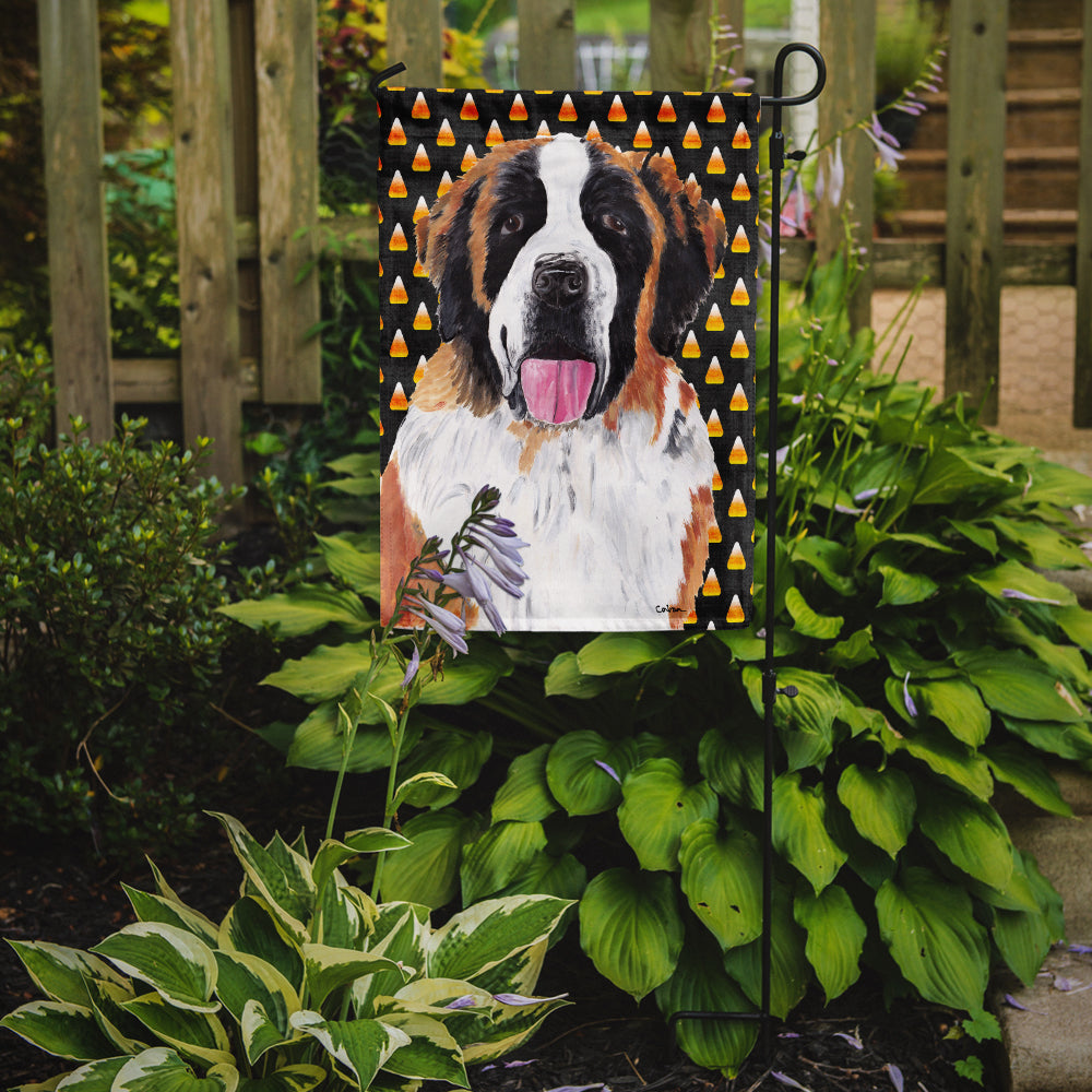Saint Bernard Candy Corn Halloween Portrait Garden Flag Mailbox Decorative Yard Banner Outside Patio Artwork for Flower Beds, Garden Size, Multicolor