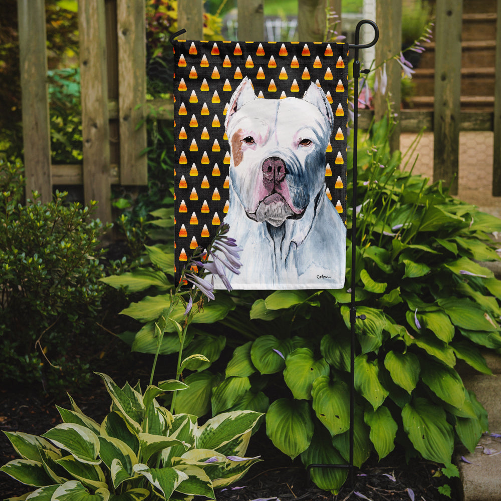 Pit Bull Candy Corn Halloween Portrait Garden Flag Mailbox Decorative Yard Banner Outside Patio Artwork for Flower Beds, Garden Size, Multicolor