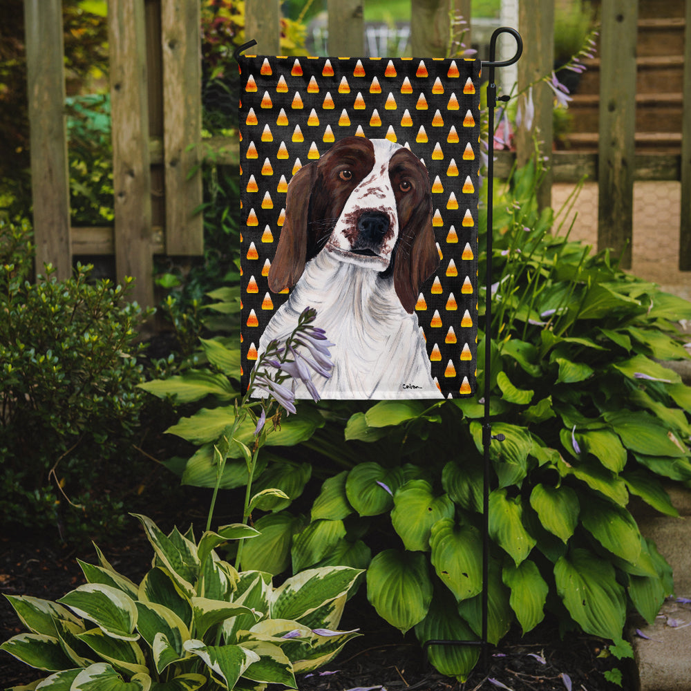 Welsh Springer Spaniel Candy Corn Halloween Portrait Garden Flag Mailbox Decorative Yard Banner Outside Patio Artwork for Flower Beds, Garden Size, Multicolor