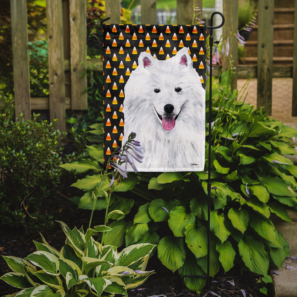 American Eskimo Candy Corn Halloween Portrait Garden Flag Mailbox Decorative Yard Banner Outside Patio Artwork for Flower Beds, Garden Size, Multicolor