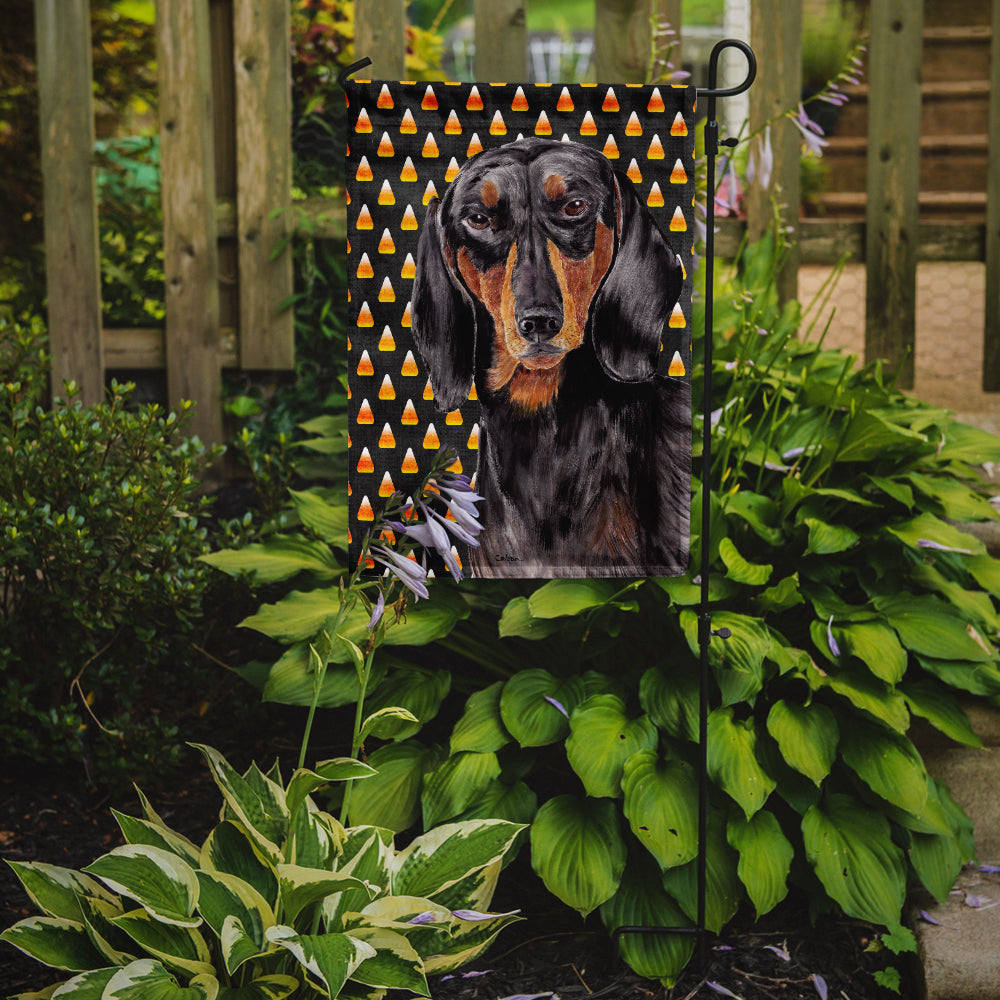 Dachshund Candy Corn Halloween Portrait Garden Flag Mailbox Decorative Yard Banner Outside Patio Artwork for Flower Beds, Garden Size, Multicolor