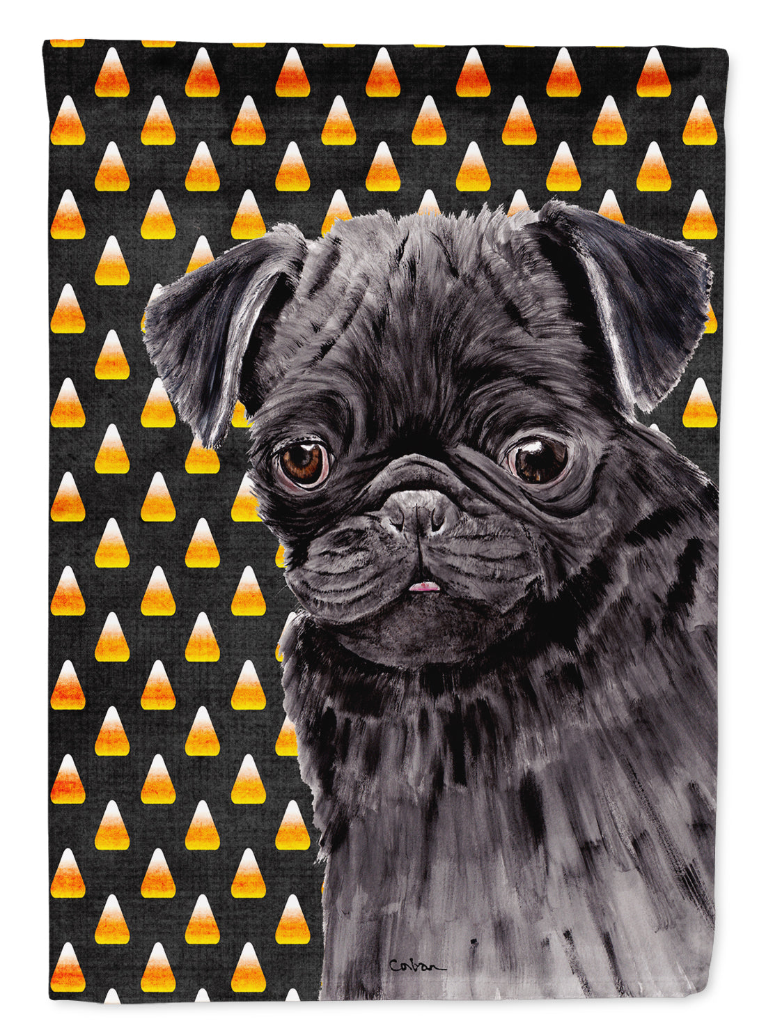 Pug Candy Corn Halloween Portrait Garden Flag Mailbox Decorative Yard Banner Outside Patio Artwork for Flower Beds, Garden Size, Multicolor