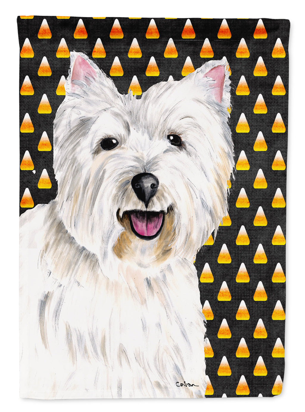Westie Candy Corn Halloween Portrait Garden Flag Mailbox Decorative Yard Banner Outside Patio Artwork for Flower Beds, Garden Size, Multicolor
